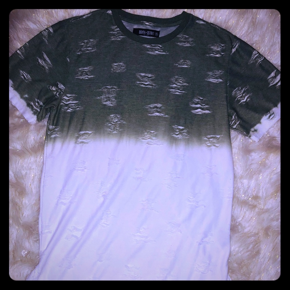 Men’s ombré green and white distressed tee shirt
